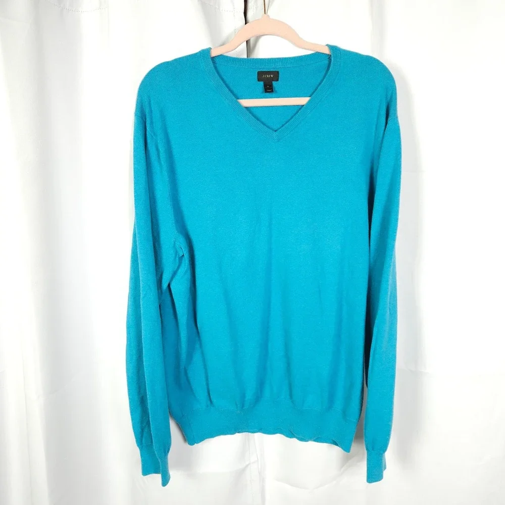 J.Crew Men's Blue Cotton‑Cashmere Long Sleeve‎ Pullover Sweater Mens XL