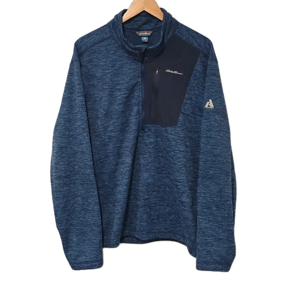 Eddie Bauer Sweater 2XL XXL Blue‎ First Ascent 1/4 Zip Fleece Mens