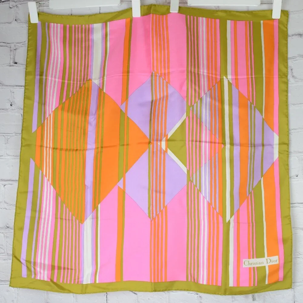 VTG DIOR Geometric Silk Twill Scarf