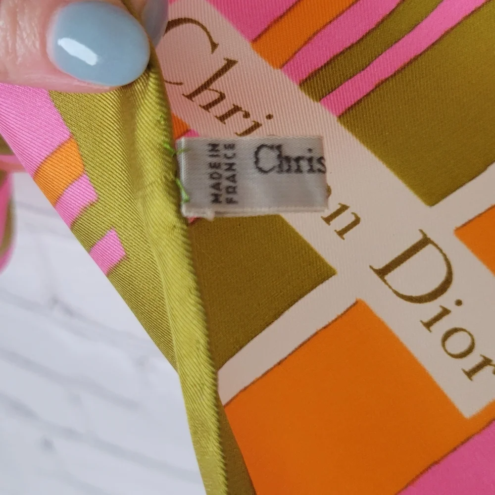VTG DIOR Geometric Silk Twill Scarf