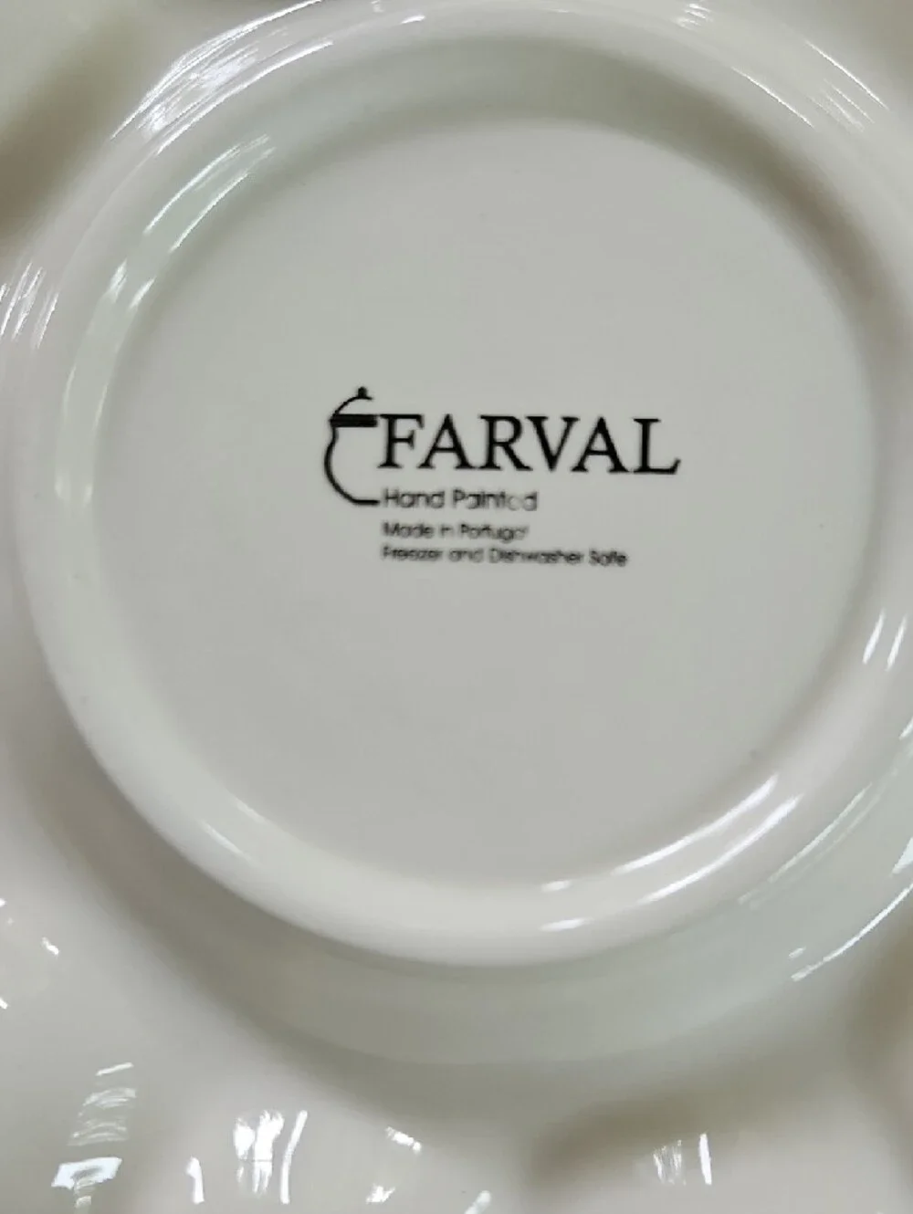 FARVAL Deviled Egg Plate, Hand-painted Ceramic, Portugal