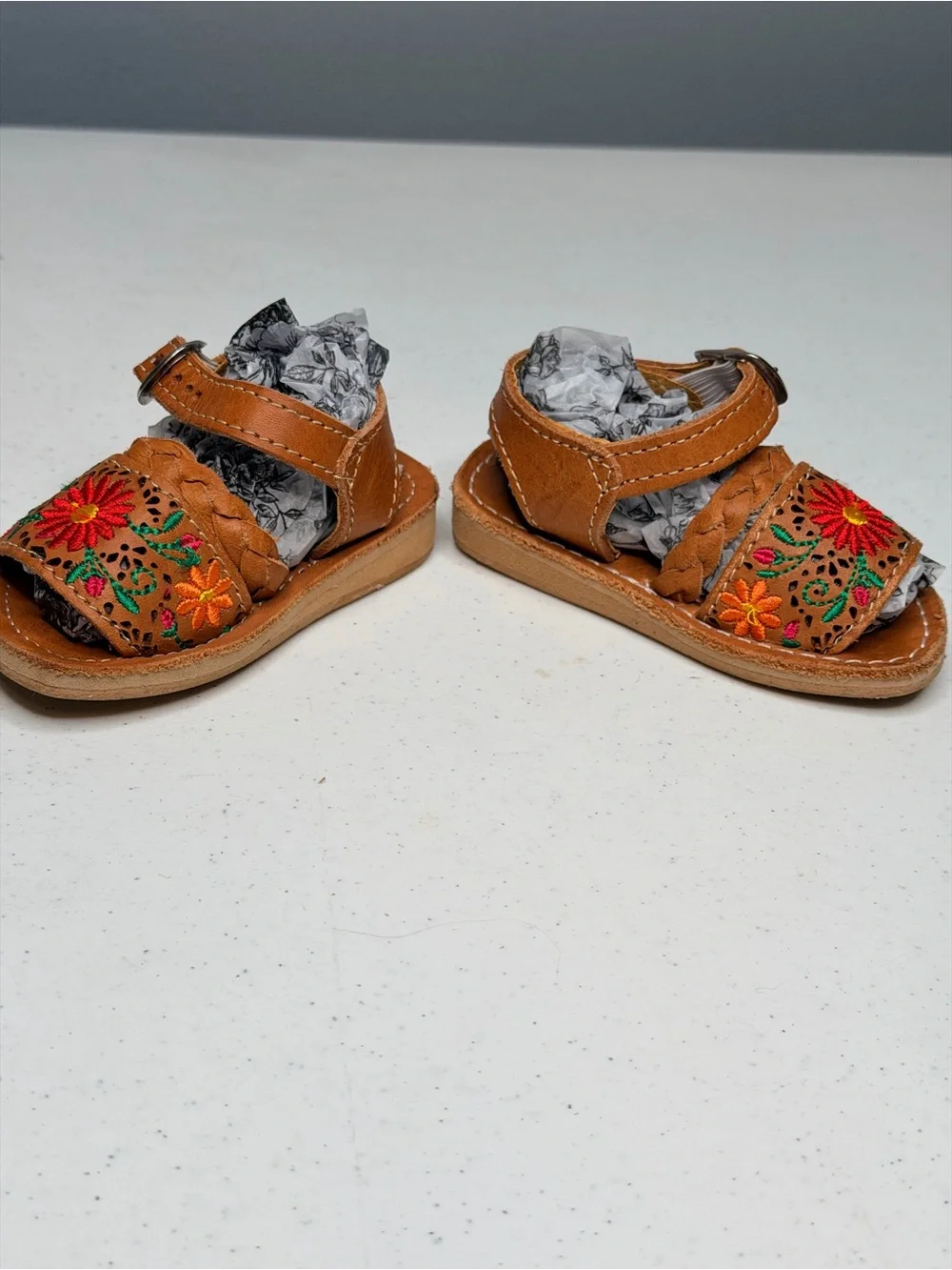 Authentic Mexican Leather Toddler Huarache Sandals Embroidered Size 12