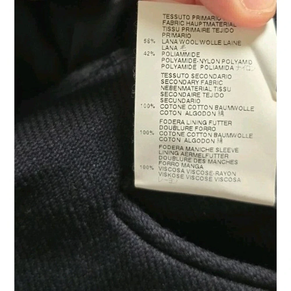 Maison Margiela Mens Pea Coat Line 14‎ Navy Blue Contrast Corduroy Cuffs Size 50