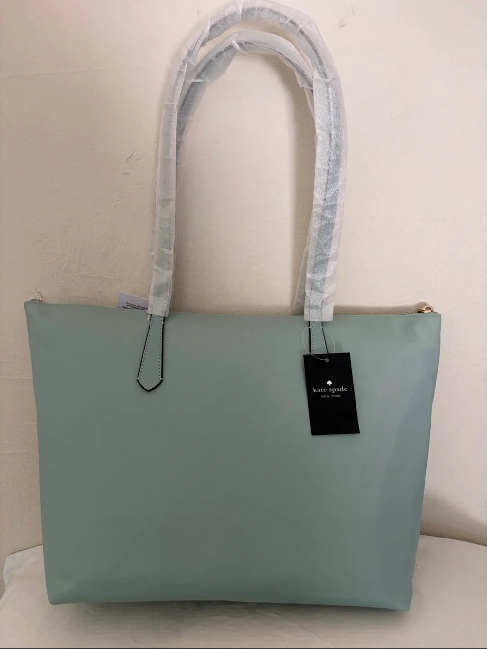 kate spade Mint Green Leather Tote with Gold Logo
