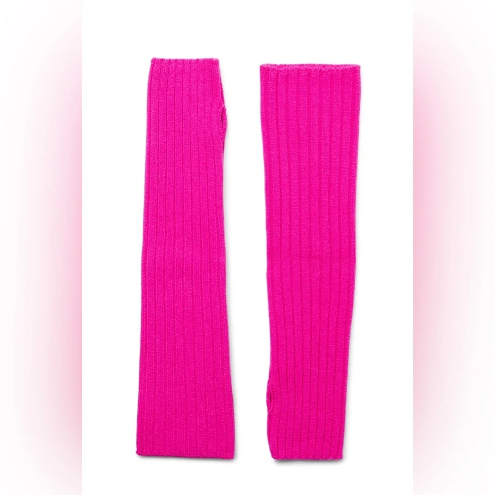 🔴 3/$12 🔥 NWT No Boundaries Hot Pink Ribbed‎ Fingerless Gloves OS Y2K