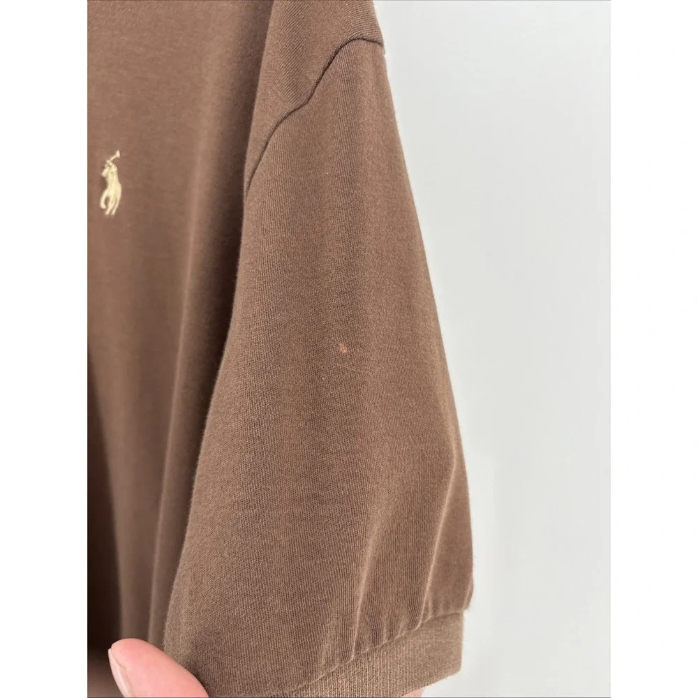 VINTAGE Polo Ralph Lauren‎ Shirt Men Large Brown 100% Cotton Short Sleeve
