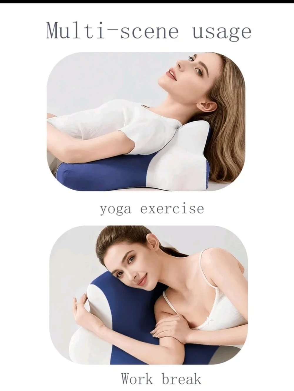 Ergonomic Memory Foam Neck & Back Pillow - Blue White
