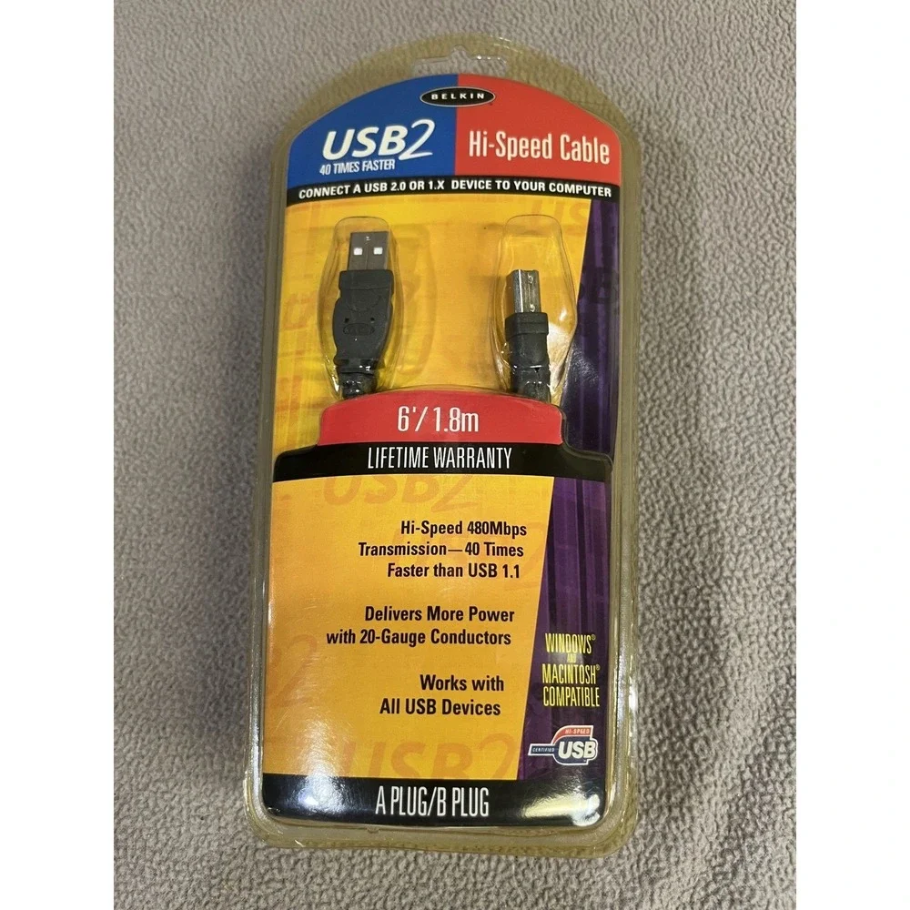 Belkin Pro Series 6ft Hi-Speed USB 2.0 Cable A to B‎ Black F3U133-06 NEW