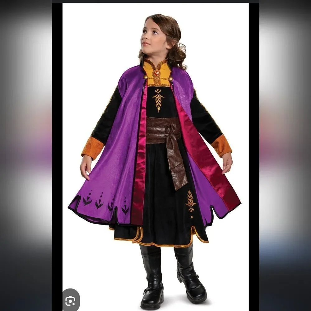 Frozen 2 Anna Costume Girls Size 4-6x 2 Pc. Dress, Cape,‎ Gloves, & boots