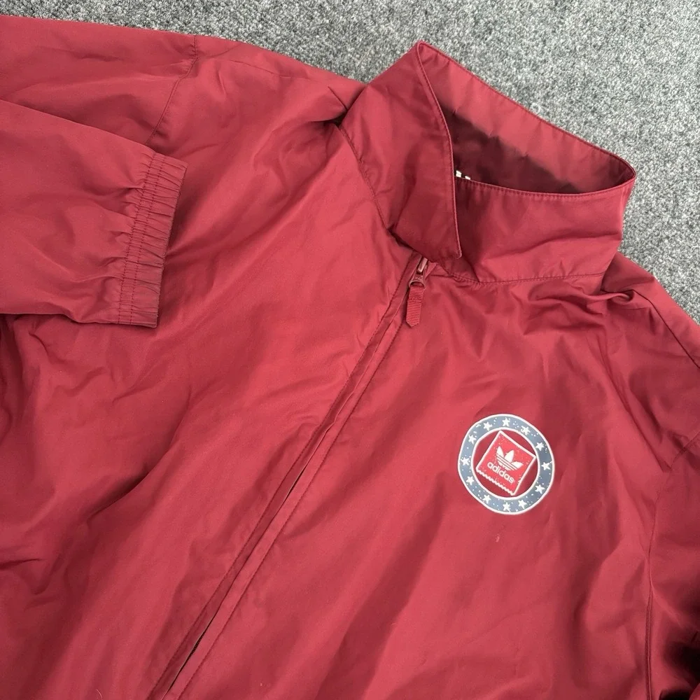 Adidas Skateboarding Mens‎ Red Windbreaker Jacket Zipper Hoodie Sz M Turkey Crew