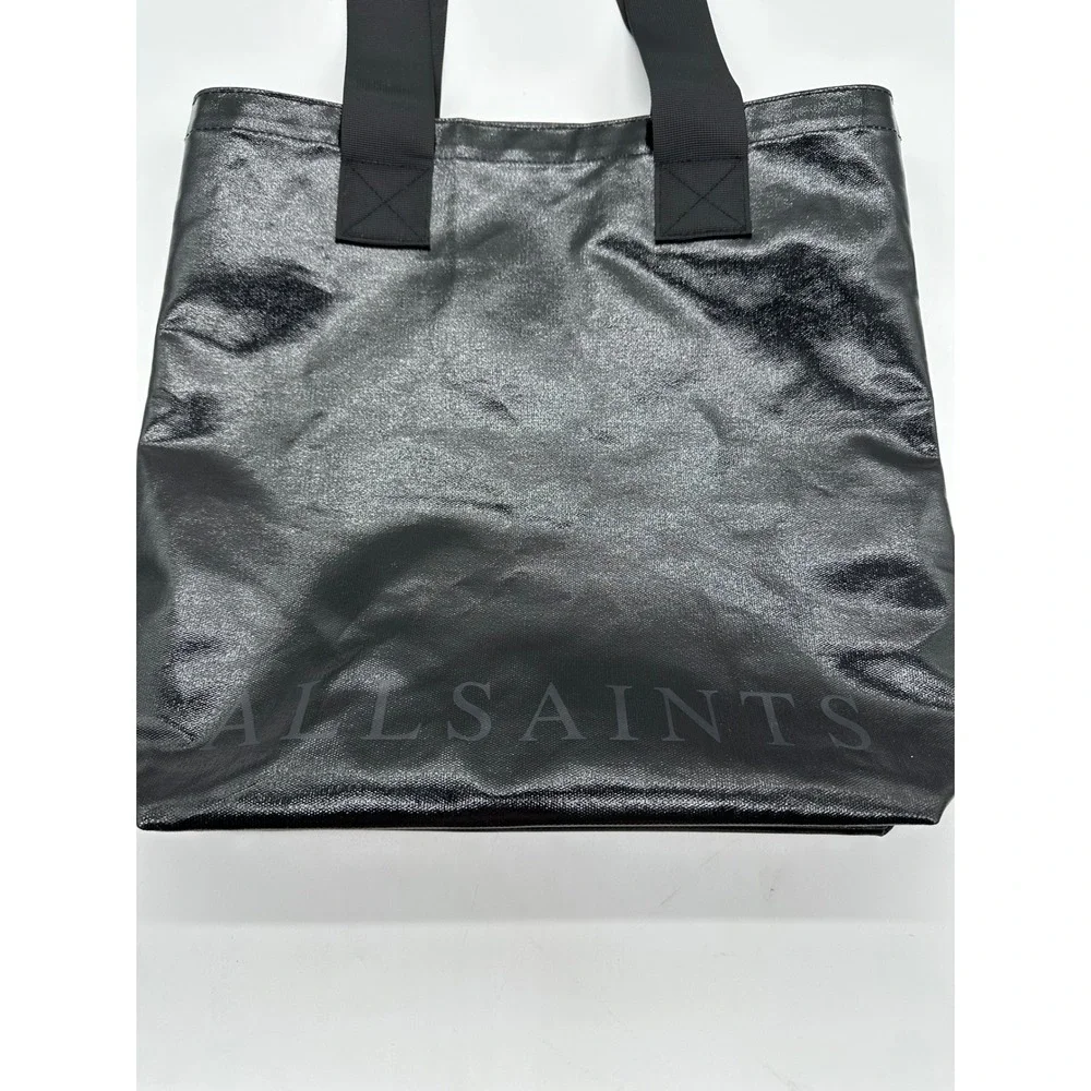 All Saints Black Tote Bag Luxury Logo Printed Carry-All Fashion Accessory Gift