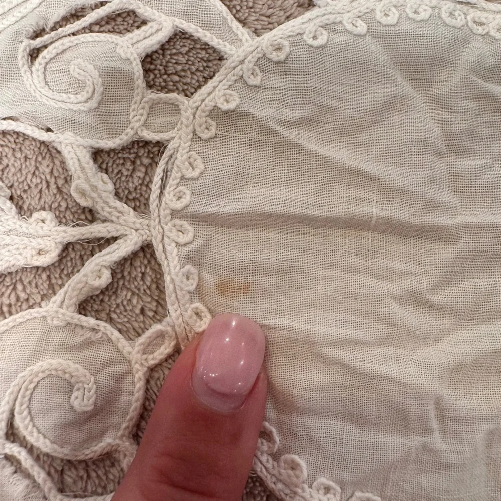 Vintage Victorian Shabby Chic Battenberg Lace Doily Cottagecore Boho Cream 12x11