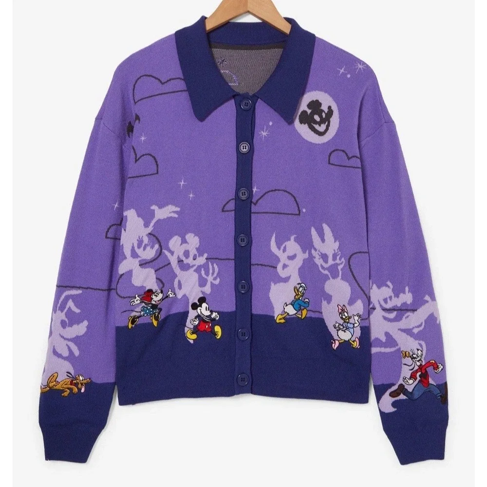Disney Mickey & Friends Halloween Parade Womens‎ Glow-in-The-Dark Large Cardigan