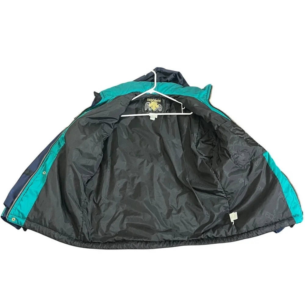 VTG Descente Men's Navy Teal Ski Snowboard Jacket Hooded Zip Up‎ Winter size XL