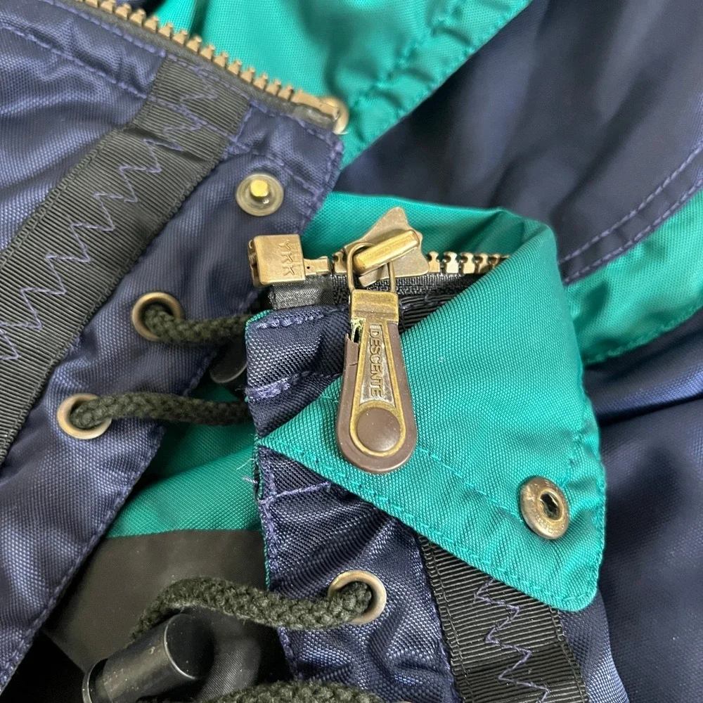 VTG Descente Men's Navy Teal Ski Snowboard Jacket Hooded Zip Up‎ Winter size XL