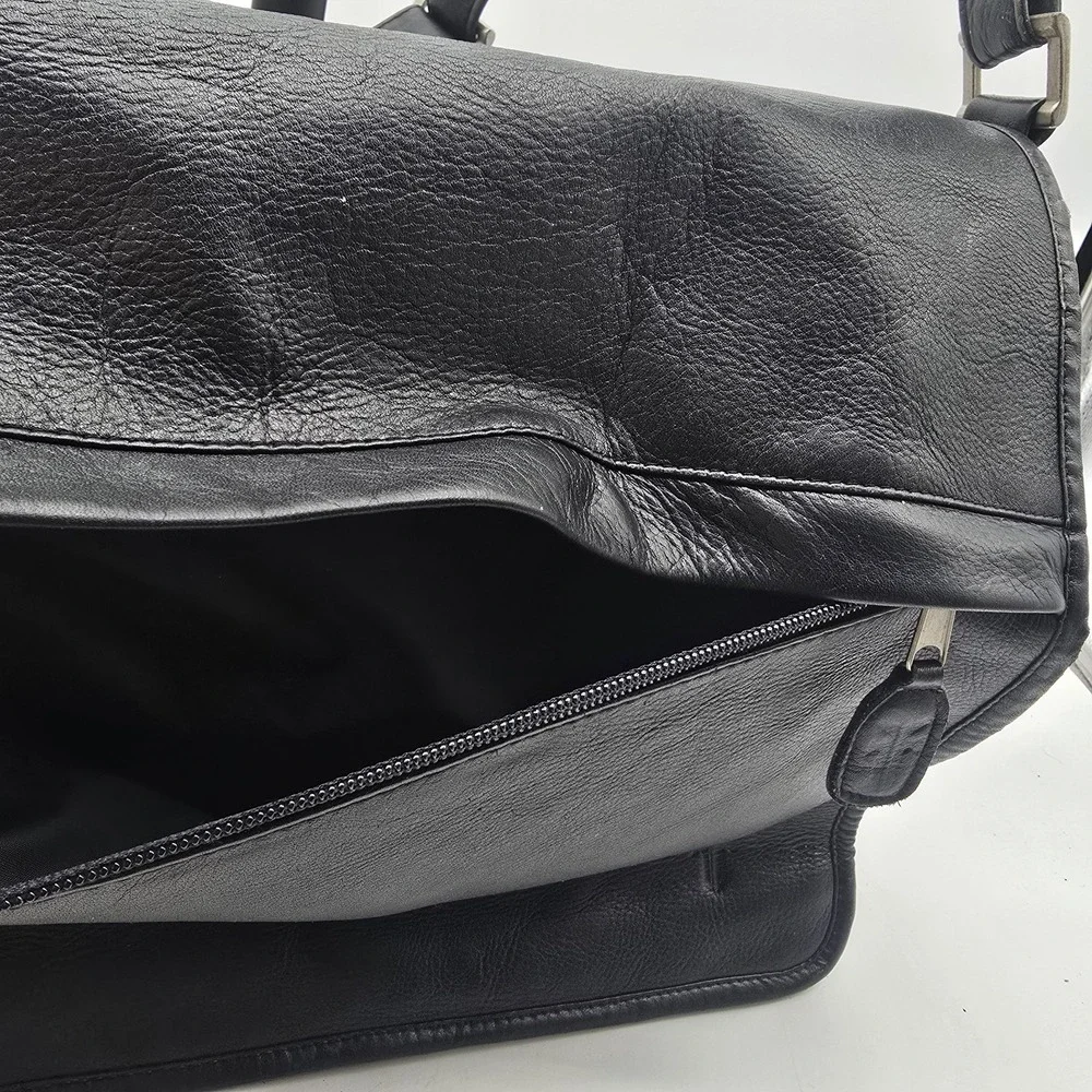 Vintage Frye Black Leather Messenger Bag Crossbody Laptop Briefcase Satchel USA
