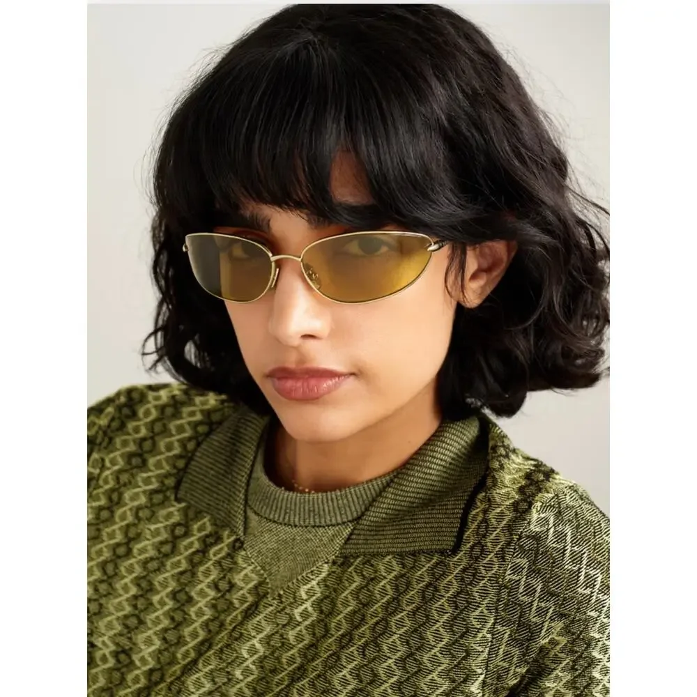 NEW!!! Loewe LW40164U 32E Gold Metal Frame Sunglasses with Amber Lenses