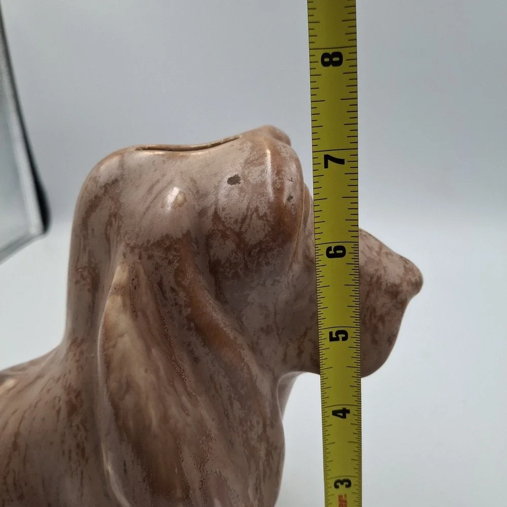 Vintage Ceramic Bassett Hound Dog Coin Piggy Bank Statue Glazed Marbeled‎ Sad