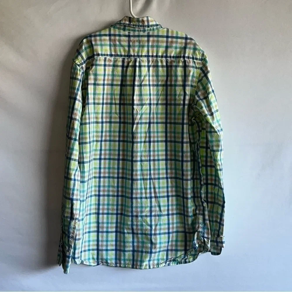 Gap Blue & Green Plaid Checked Button Down Shirt