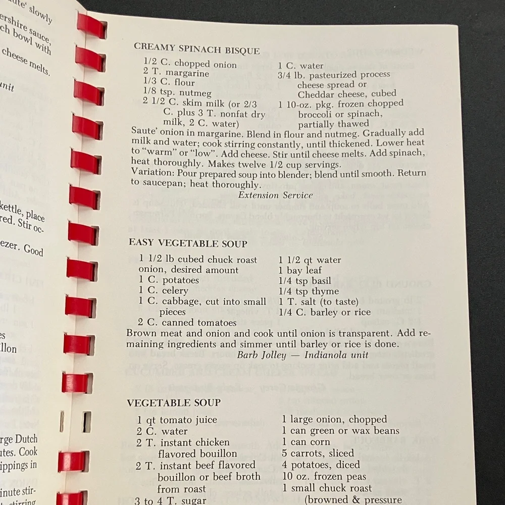 Vermilion County Illinois Community Cookbook 1986 Homemakers Extension Recipes