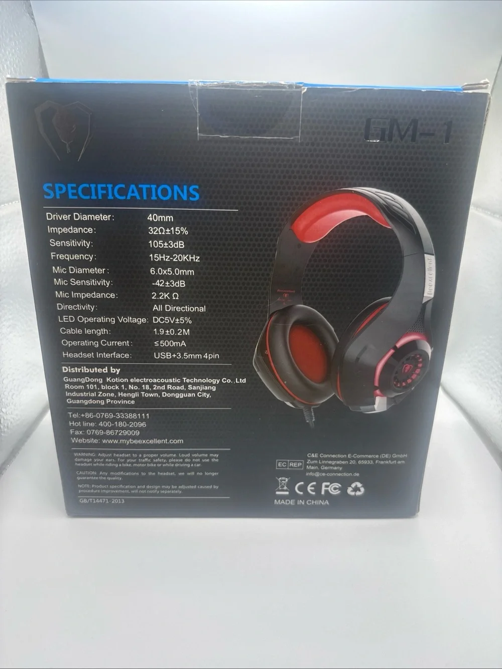 BEEXCELLENT GM-1 USB Gaming Headset NIB Black and Red