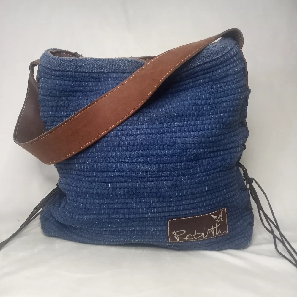Rebirth Leather Trim Woven Cotton Sustainable Eco Friendly Women Supportive Tote