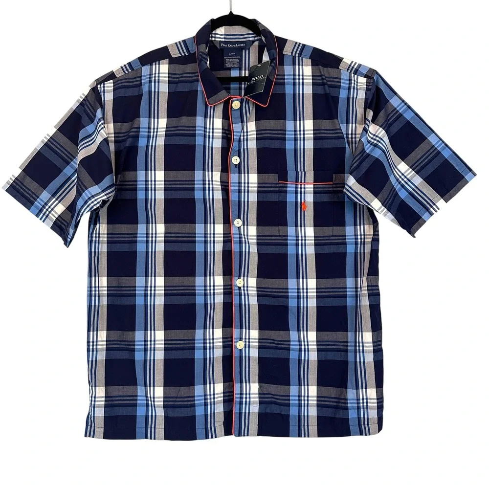 Polo Ralph Lauren Mens Pajama Shirt XL Plaid‎ Cotton Sleepwear Deadstock NWT