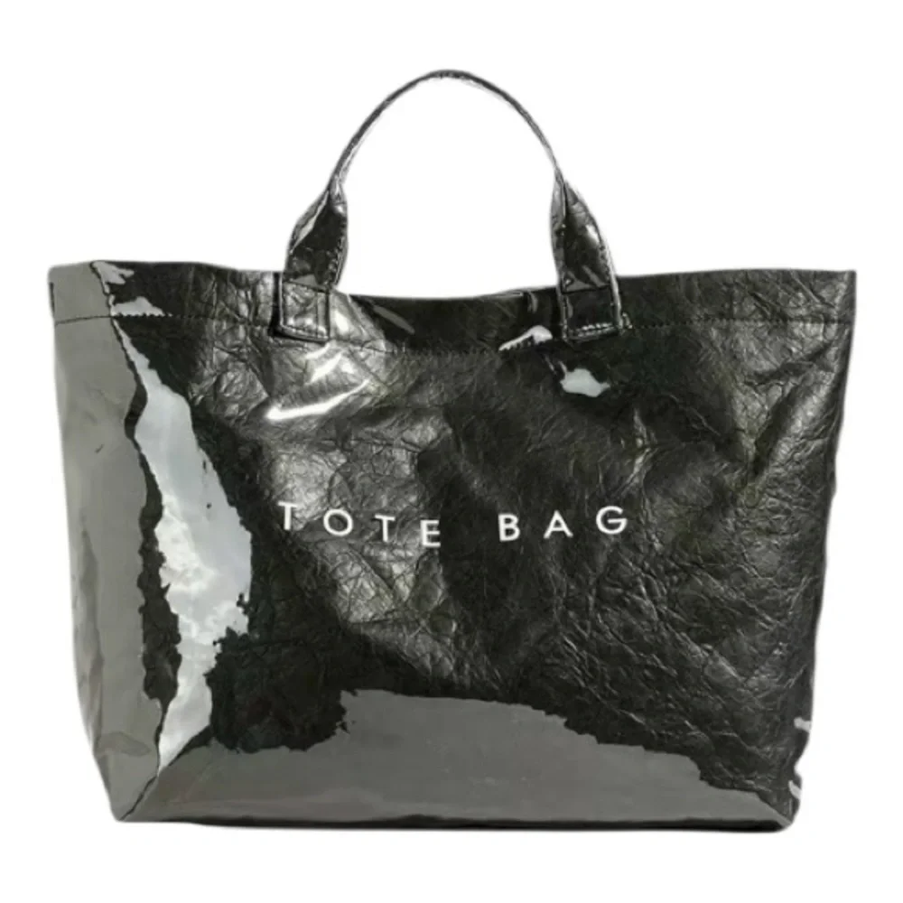 Black Tear Resistant Paper‎ Tote Bag Large Lightweight Brand New