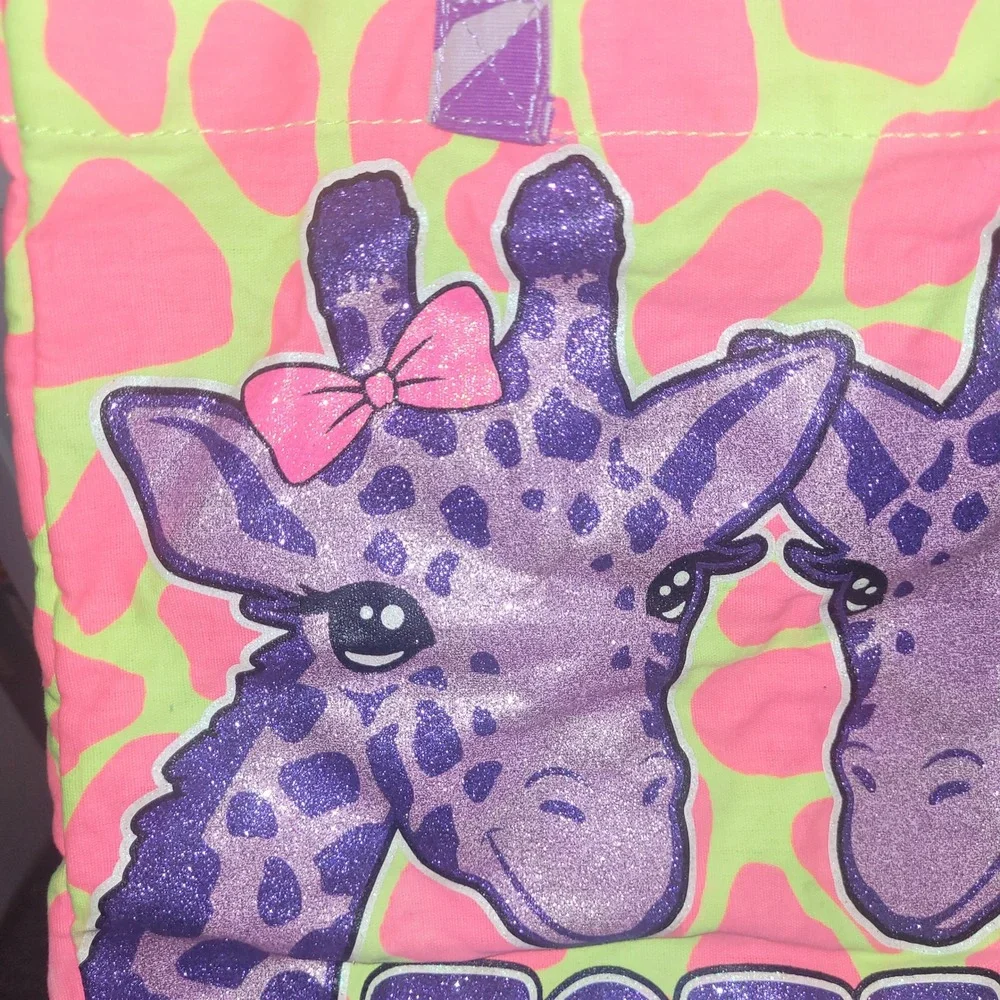 Justice Giraffe Totes Adorbs‎ Tote Bag Pink Yellow Purple Glitter y2k girl core