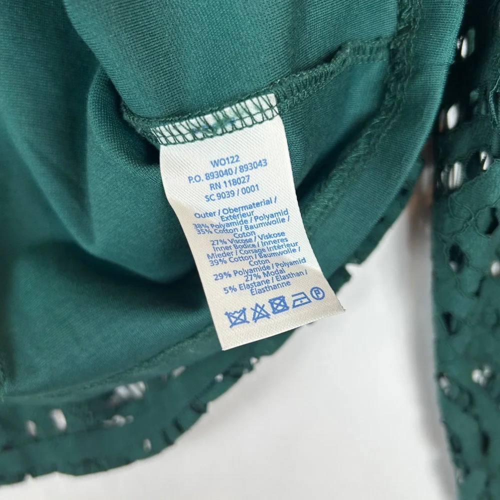 Boden Lace Overlay Long Sleeve‎ Top Green US 10 UK 14 Sheath Back Zip