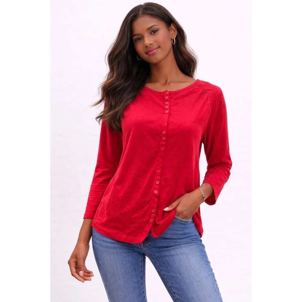 Architect- Women's Vibrant Red‎ Button-Down Shirt Size PM