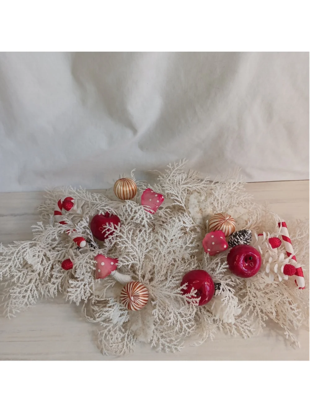 VTG Amanita Mushroom White Red Plastic Christmas Table Candle Wreath