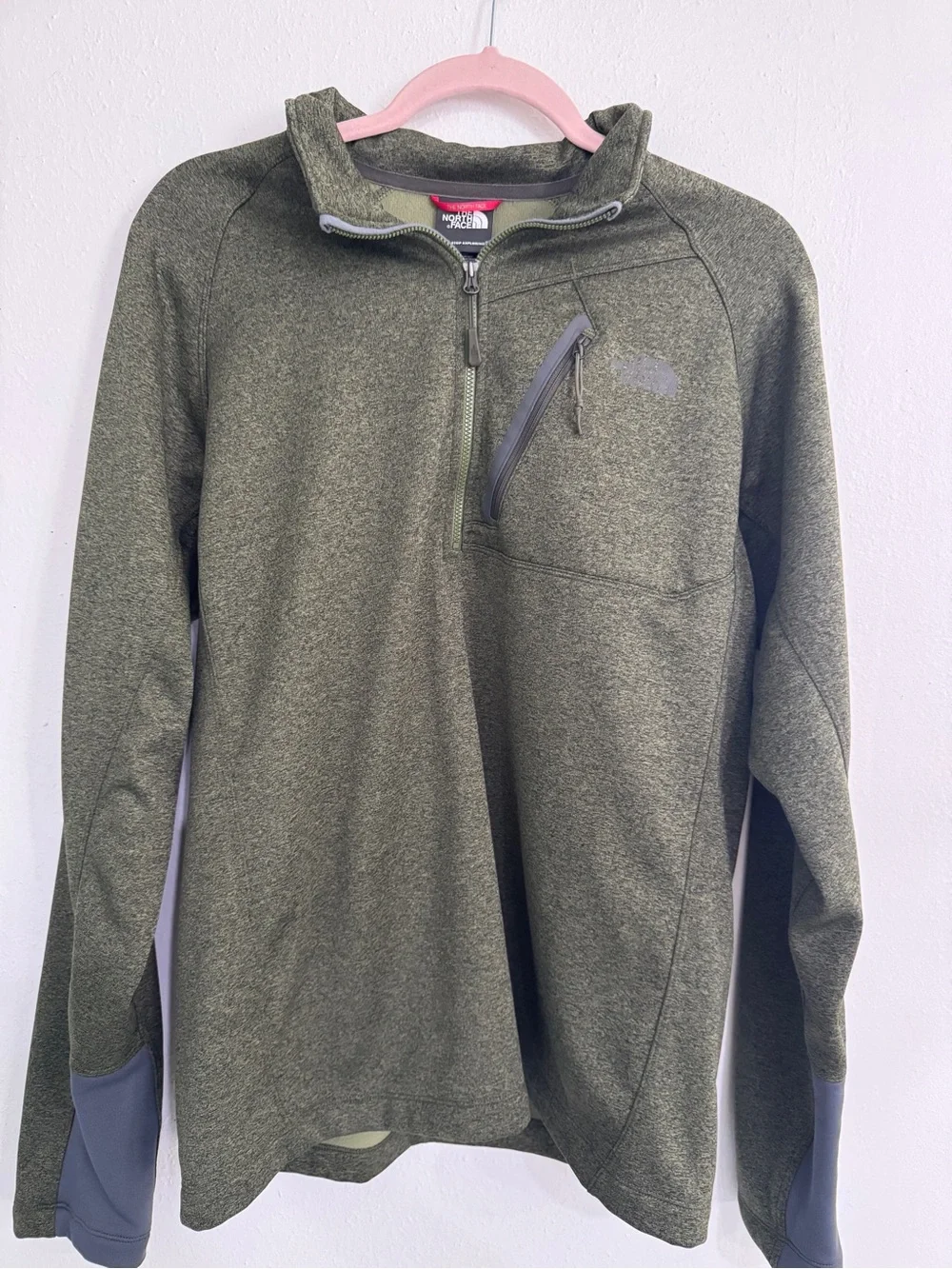 The North Face Green 1/4 Zip Mock Neck Comfy Fall Pullover Sweatshirt Mens M