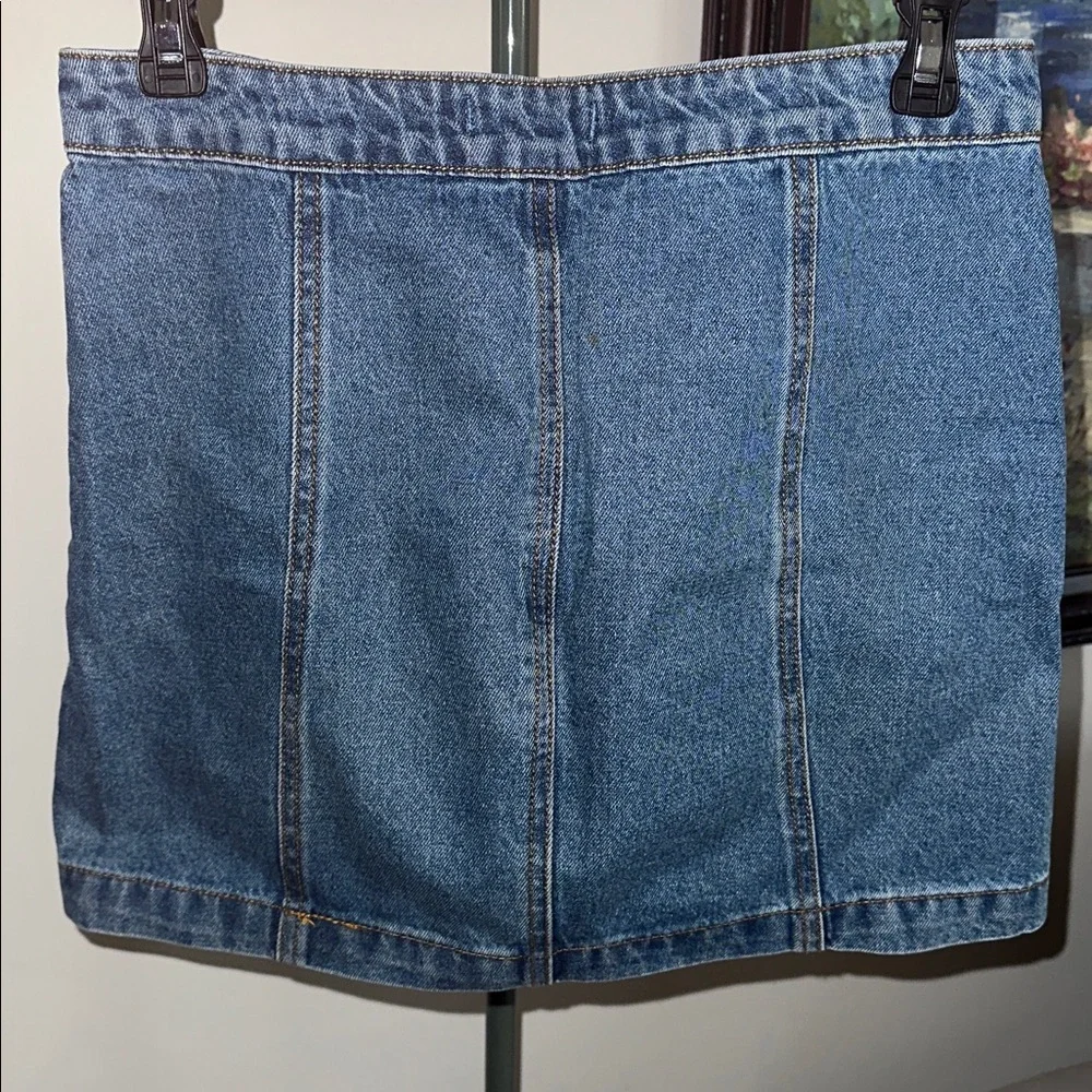 Forever 21 Blue Denim Zip-Front Mini Skirt