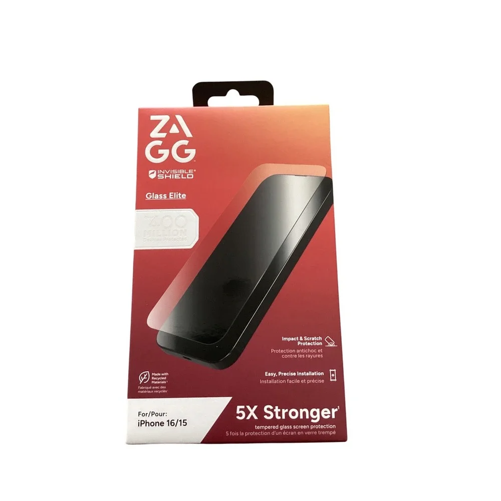 ZAGG Invisible Shield‎ Glass Elite Screen Protector for iPhone 16 15 5X Stronger