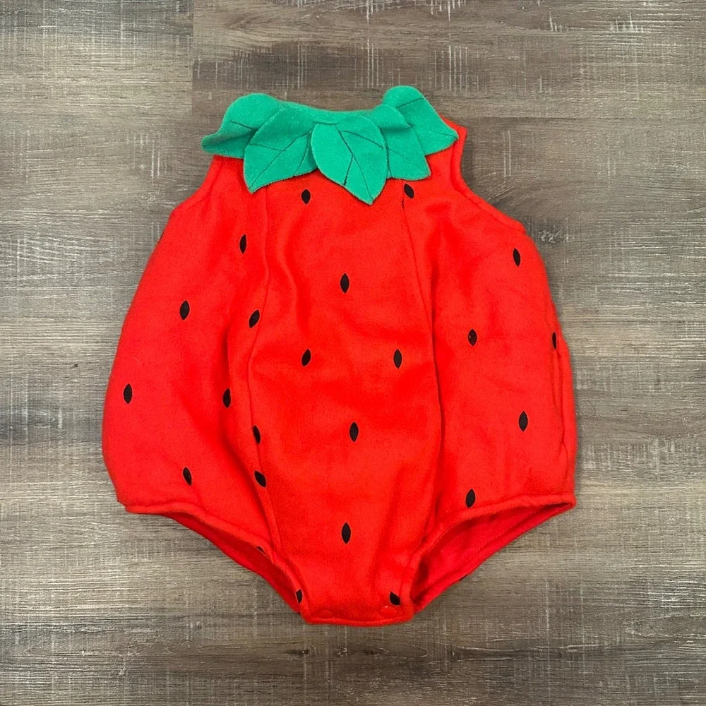 Dress Up America Baby Strawberry Costume Romper‎ Red Green 6-12 Months Halloween