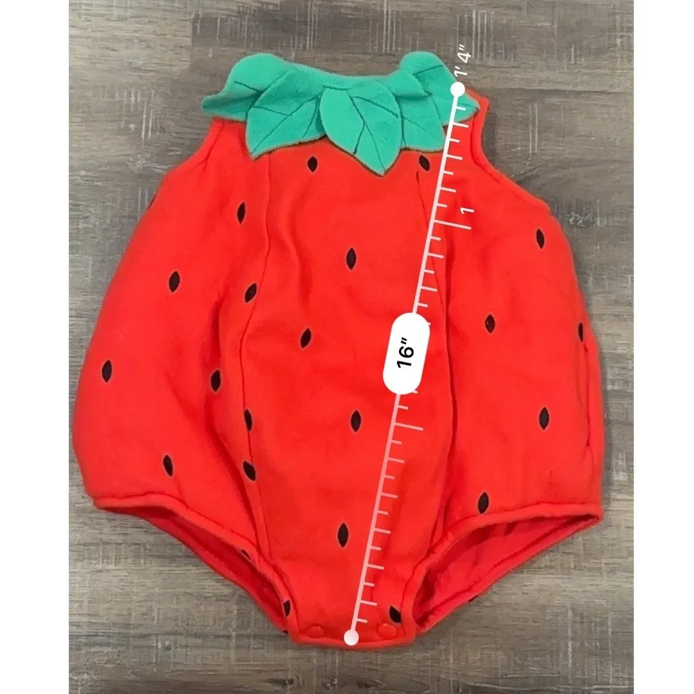 Dress Up America Baby Strawberry Costume Romper‎ Red Green 6-12 Months Halloween