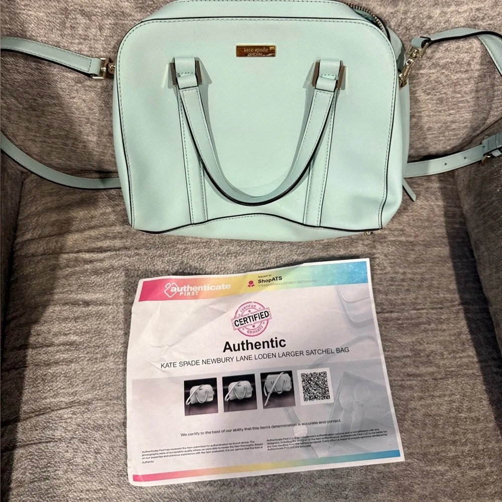 Authentic Kate Spade Newbury Lane Loden Leather Larger Satchel Bag.