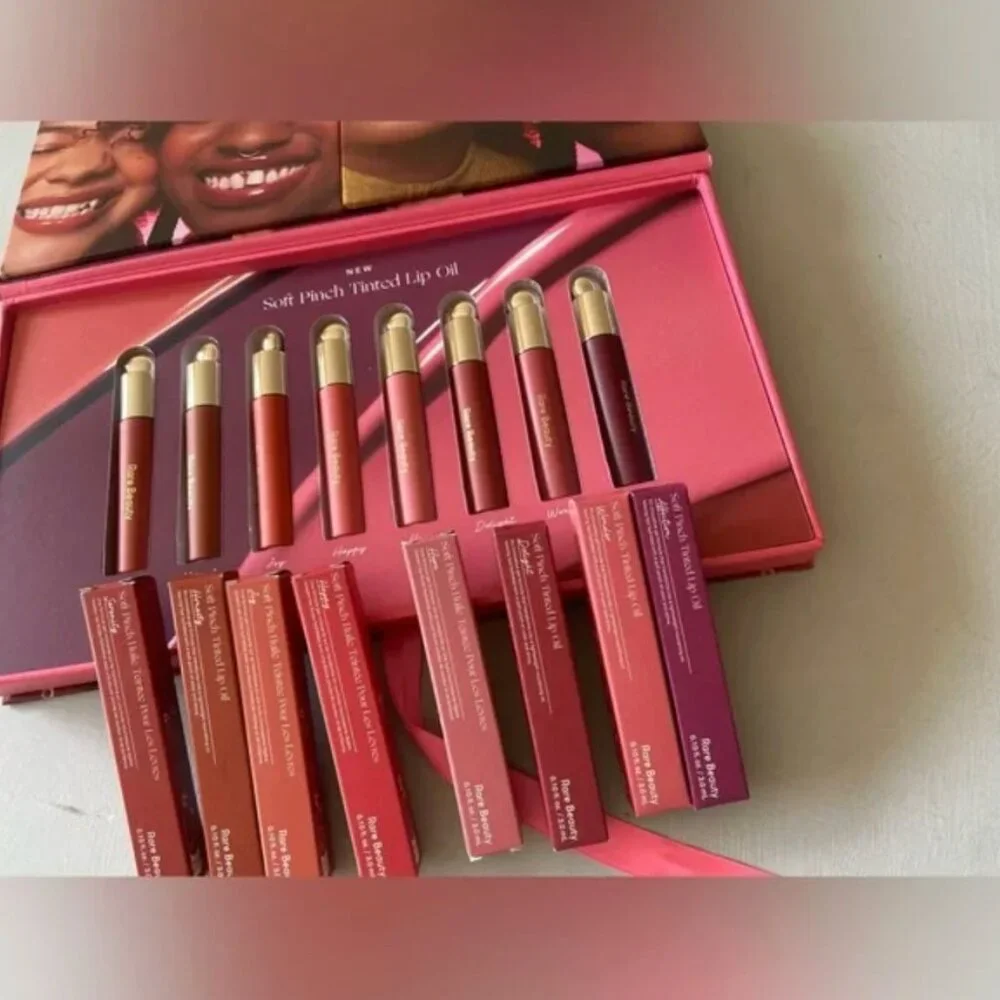 NWT Rare Beauty by Selena Gomez Alive with Color Lip Oils and PR Box Bundle