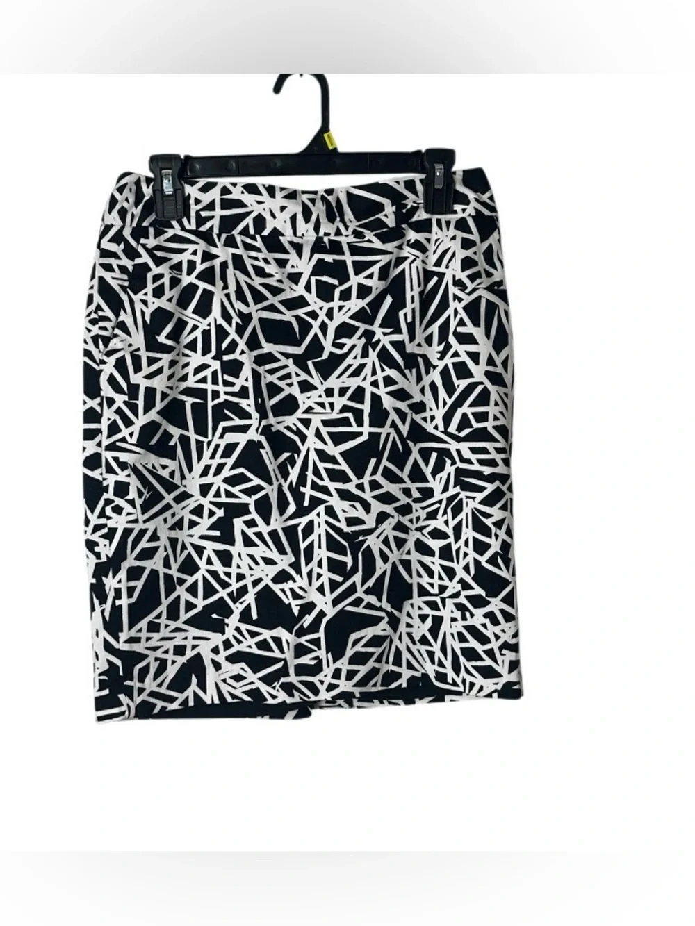 Calvin Klein Black and White Abstract Geometric Pencil Skirt