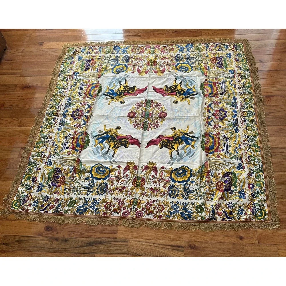 Vintage Samaranch Barcelona Tapete Taurino Spanish Bullfight Tapestry