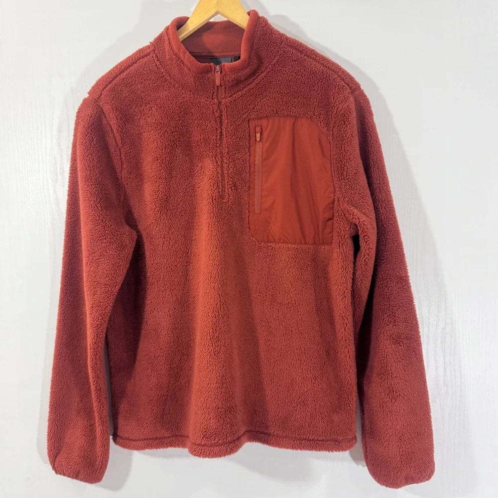 Champion C9 Half Zip Pullover Fleece Jacket Mens Size Large Sherpa‎ Rust Orange