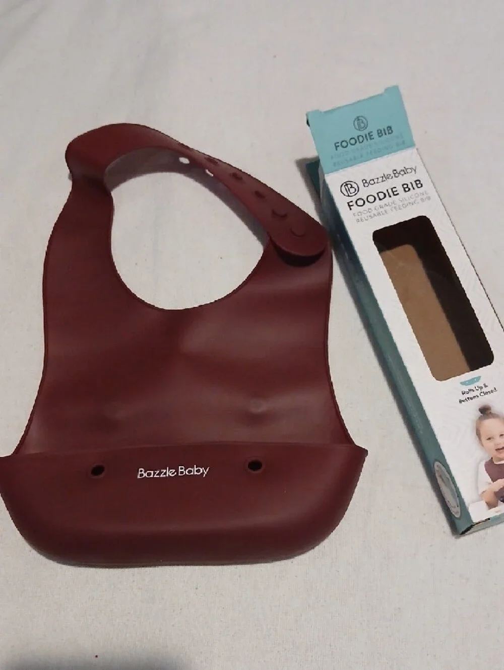 Bazzle Baby Foodie Bib- Silicone Kids Bib in Burgundy