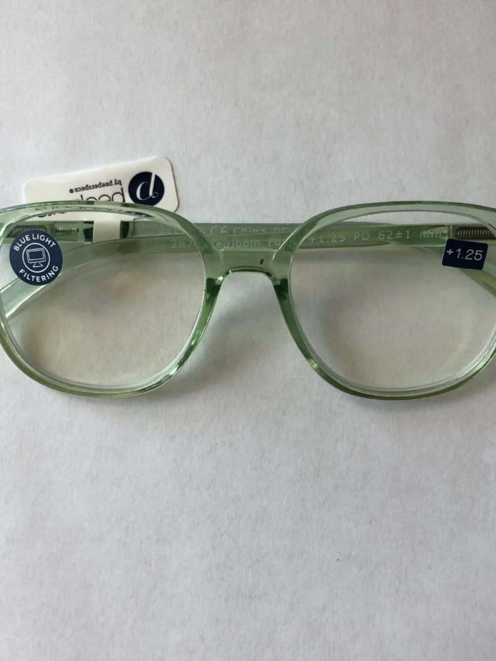 New Heirloom Mint Peepers BLUE LIGHT FILTERING Reading Glasses +1.25