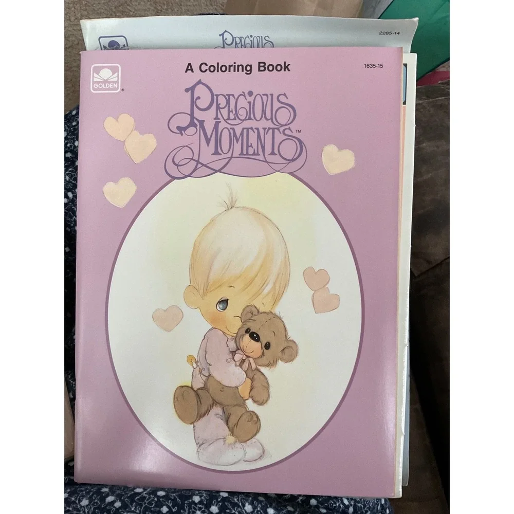 Vintage Precious Moments Coloring Book Golden‎ 1635-15 Purple Teddy Bear Heart