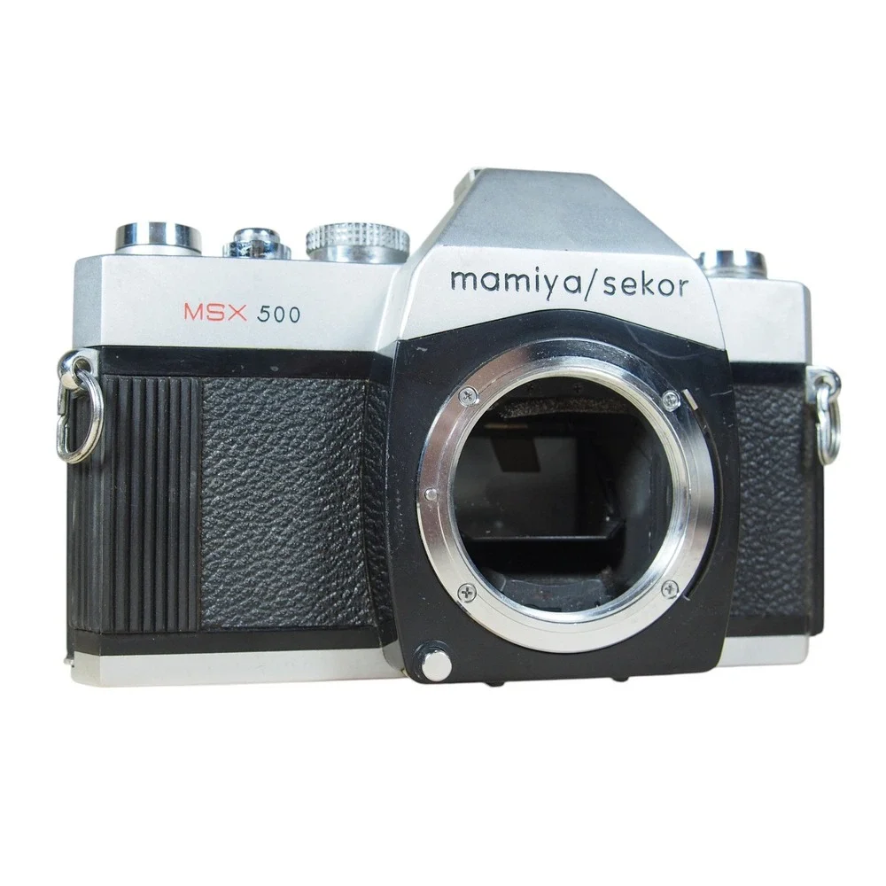 Mamiya Sekor MSX500 35mm Film Camera SLR Silver Black Shutter and Winder Tested