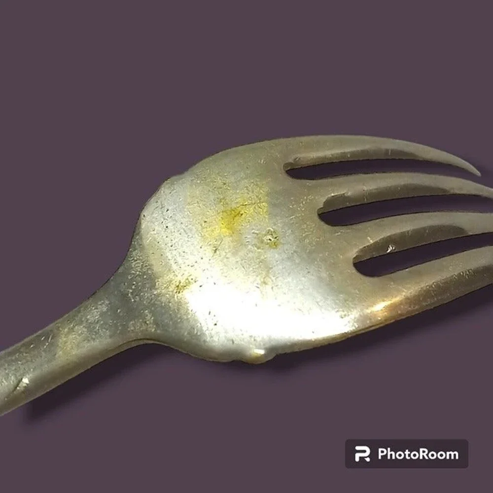 Oneida Silver Raymond Youth Child Fork-1898-Silverplate-Scrolls-Gold Overlay