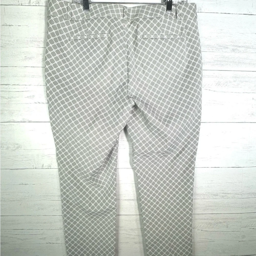 Banana Republic Hampton Ankle Pant Straight Fit Size 14 Gray White