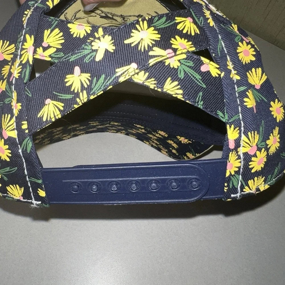 Kids John Deere Yellow Floral Print Baseball Cap Toddler One Size Snapback