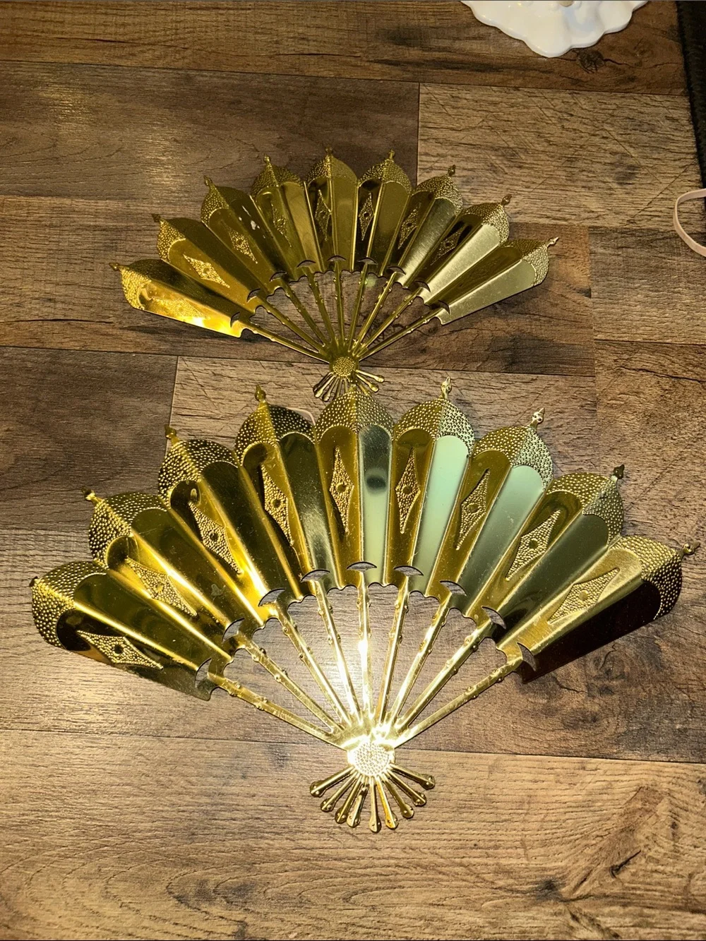 MCM Home Interiors Gold Decorative Fan Wall. Decor - Set of 2